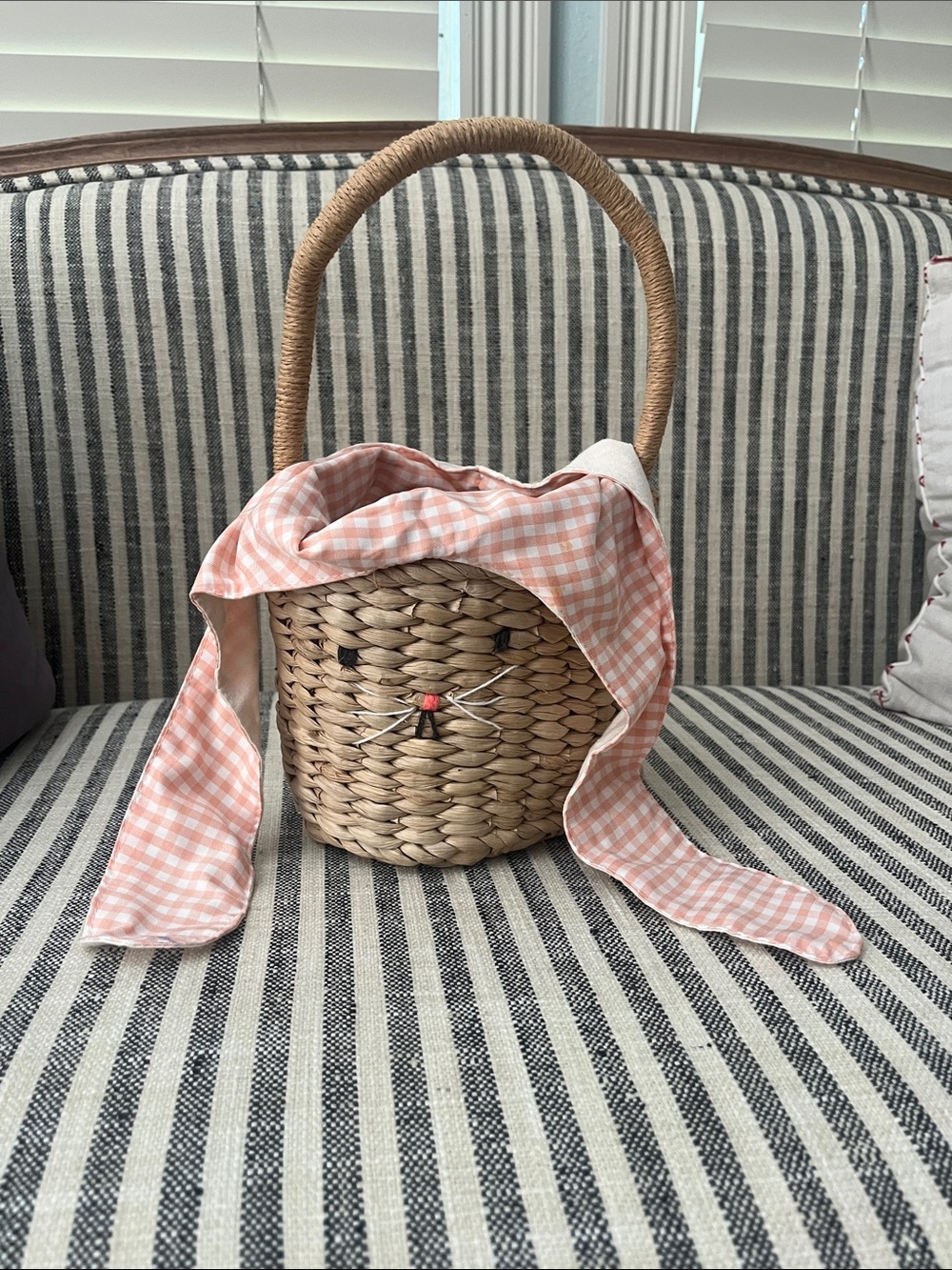 Meri Meri Pink Gingham Bunny Basket